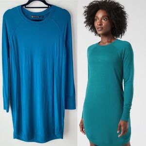 Athleta Mindset‎ Sweatshirt Dress S Teal Modal Soft Cozy Casual Loungewear